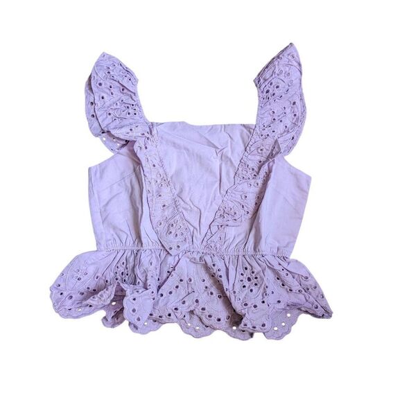 Koko + Mason eyelet lilac ruffle peplum top Medium - Picture 3 of 6